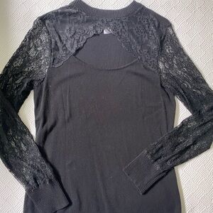 VENUS Black Lace Accent Women's Blouse